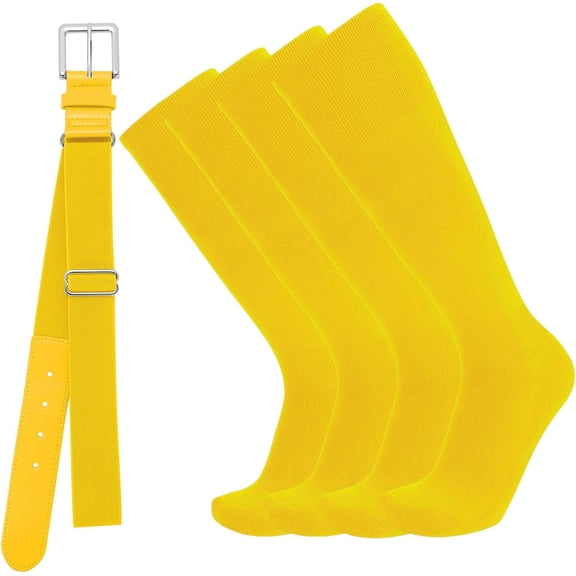 MQINFFDG Baseball or Softball Socks and Belt Combo Set 2 Football Baseball Socks with Softball Belt for Youth Boys Kids Yellow