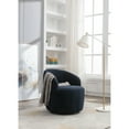 thumbnail image 2 of Jopath Swivel Accent Armchair, Barrel Chair With Black Powder Coating Metal Ring Teddy Fabric Accent Chair for Living Room Bedroom Reading Waitingroom Dark Blue, 2 of 9