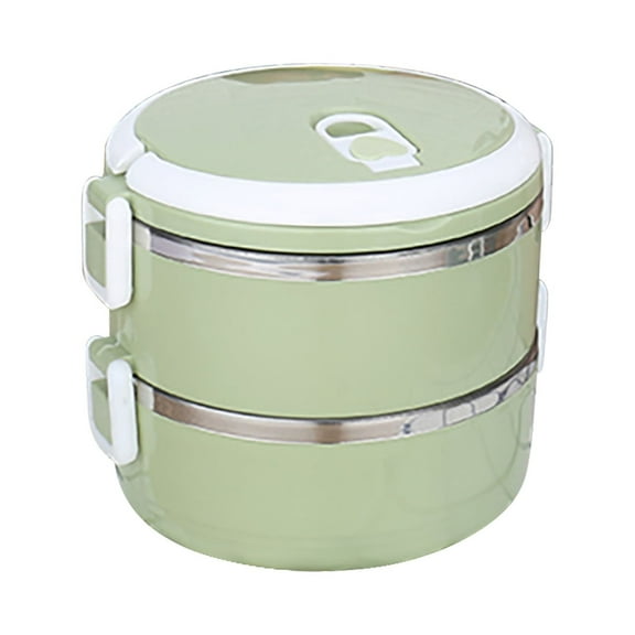ZZkhGo 1400 ml Two-Layer Stainless Steel Insulated Bento Lunch Box Leak-Proof Hot Food Container Removable Seal Lock Clip Portable Thermos Food Storage 14 x 14 x 13 cm