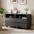 thumbnail image 2 of GIKPAL 2-Drawer Modern Nightstand, 23.6" Wide Curved Wood Bedside Table with Charging Station, End Table for Living Room Bedroom, Black, 2 of 10