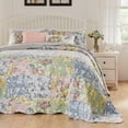 thumbnail image 3 of Greenland Home Fashions Emma Traditional Patchwork Floral Quilted Bedspread Set, 3-Piece Jumbo Queen, Gray, 3 of 10