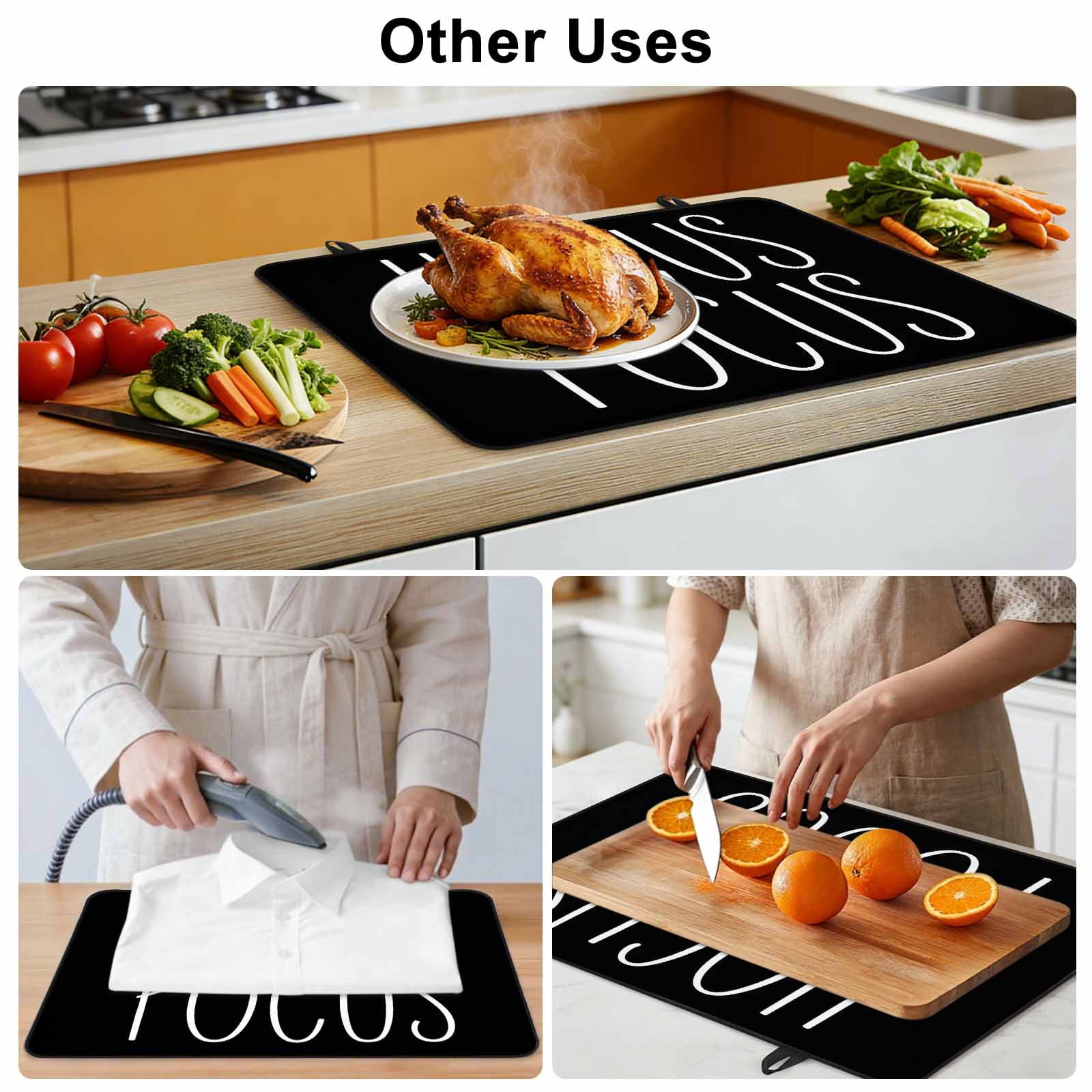 Halloween Stove Top Cover for Electric Stove, Heat-proof & Non Slip Glass Top Stove Cover Protector, Hocus Pocus Black Abstract Simple Lines Art Kitchen Flat Cooktop Rubber Mat 24x21 Inches
