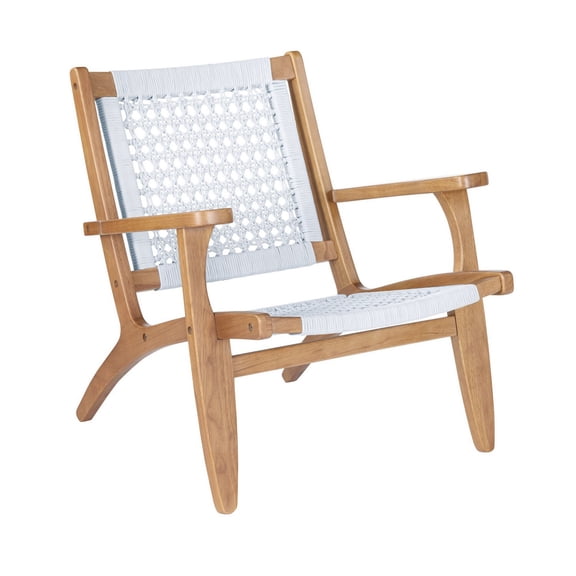 Benjara Heor 29" Accent Chair- Hexagon Rope Woven Back- Seat- Brown- Gray