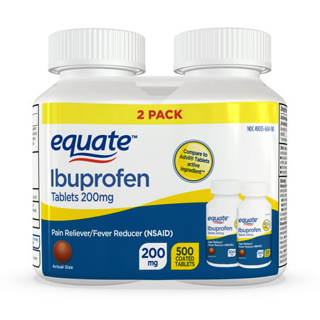 Equate Ibuprofen Coated Tablets, 200 mg, Twin Pack, 250 (Best Over The Counter Fever Reducer)