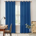 thumbnail image 4 of Pure Navy Blue Kitchen Curtains 96 Inch Length, Simple Solid Color Grommet Top Bedroom Living Room Curtains, Light Filtering Cafe Curtain Drapes 2 Panels Set 104''x96'', 4 of 9