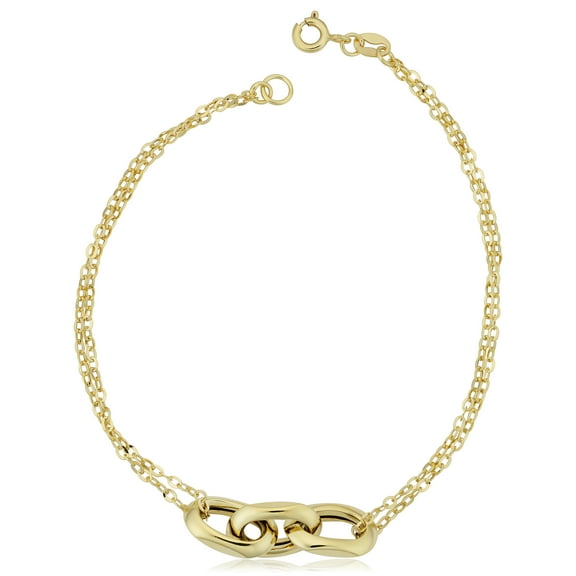 KoolJewelry 14k Yellow Gold Triple Oval Link Double Strand Bracelet (7.5 inch)