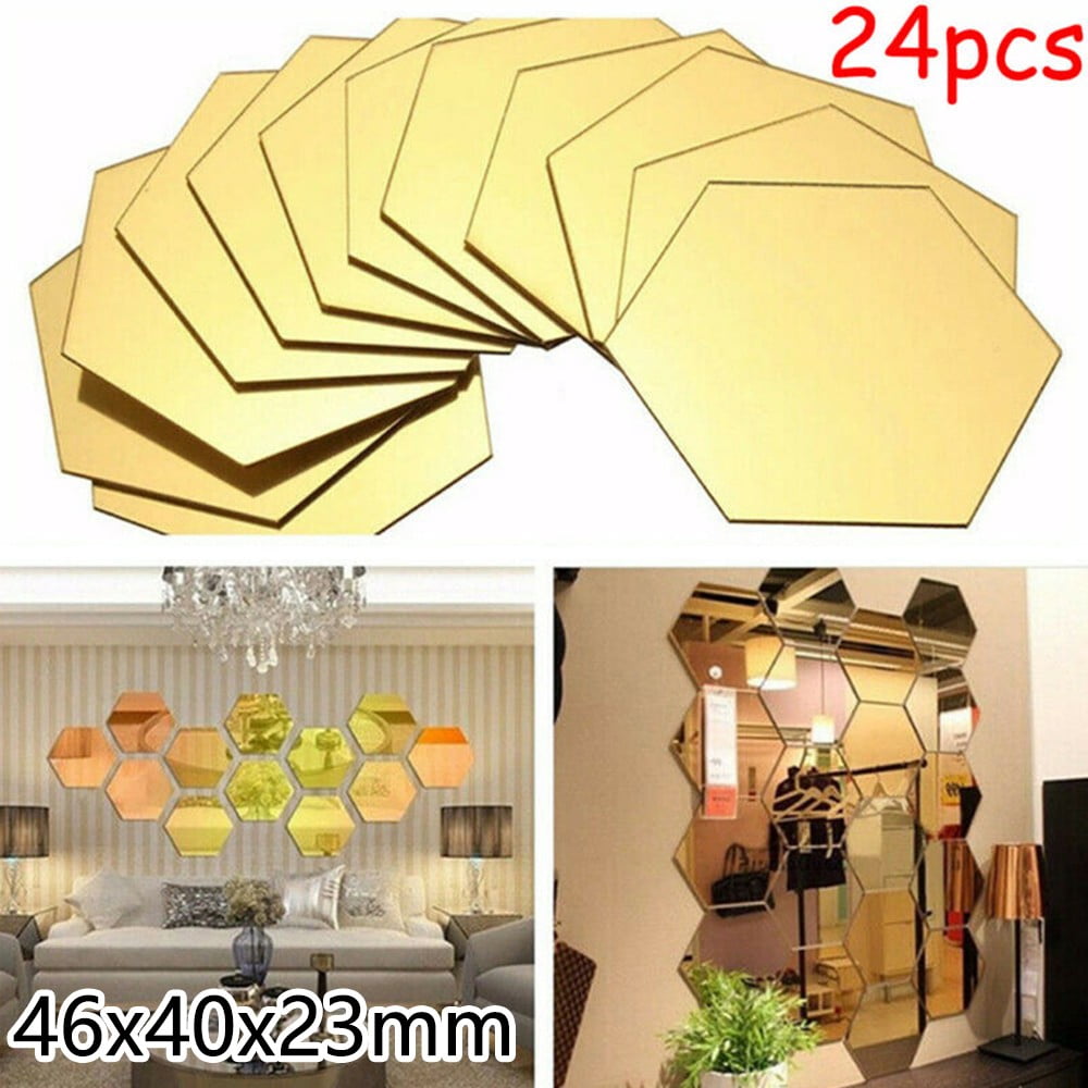 Glass Mirror Tiles Wall Stickers Square Self Adhesive Decor Stick On Art Home US