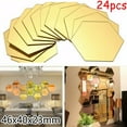 thumbnail image 1 of Bgsha 24Pcs 3D Mirror Hexagon Wall Stickers Removable Art Decal Home Decor DIY, 1 of 10