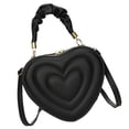 thumbnail image 2 of Bolso de hombro con forma de corazón de piel sintética con correa ajustable y elegante. Negro, 2 of 9