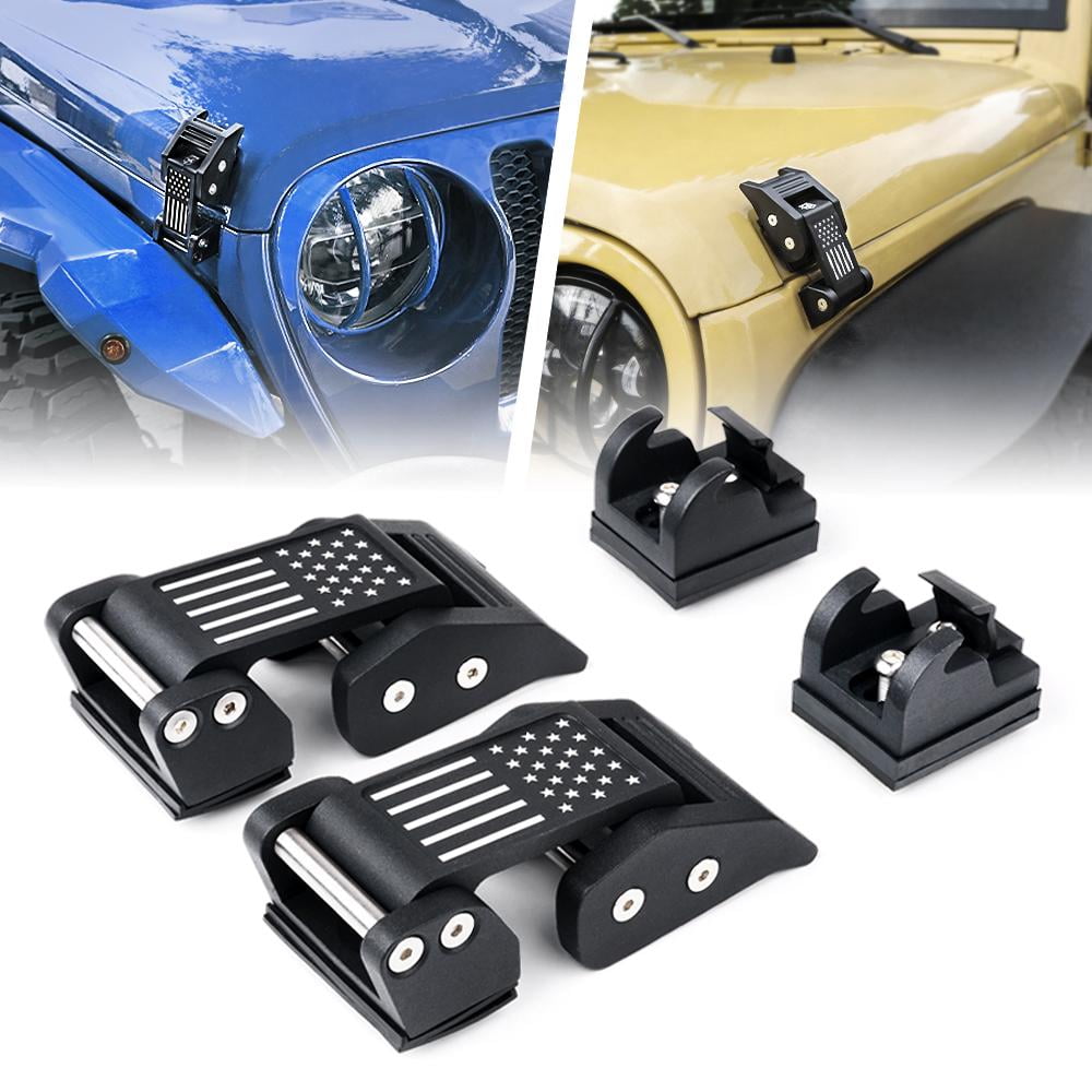 Hood Latches 200-2021 Hood Lock Latch Latches Kit for Jeep Wrangler Black 