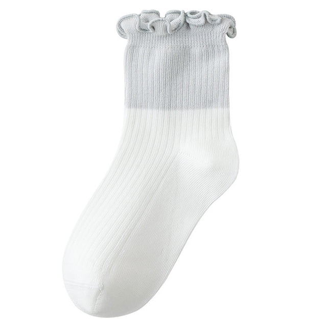 HAiming Boys Girls Mid Tube Socks Crew Color Block Ribbed Ruffle Athletic Sport Casual Soft Comfy Sock