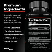 Prime Labs - Mens Testosterone Booster - Stamina, Endurance, Strength Booster - 60 Caplets