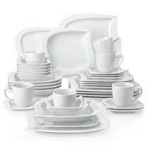 vancasso 36 pcs Dinnerware Sets, Plates and Bowls Set for 6, Porcelain Dinner Set, White