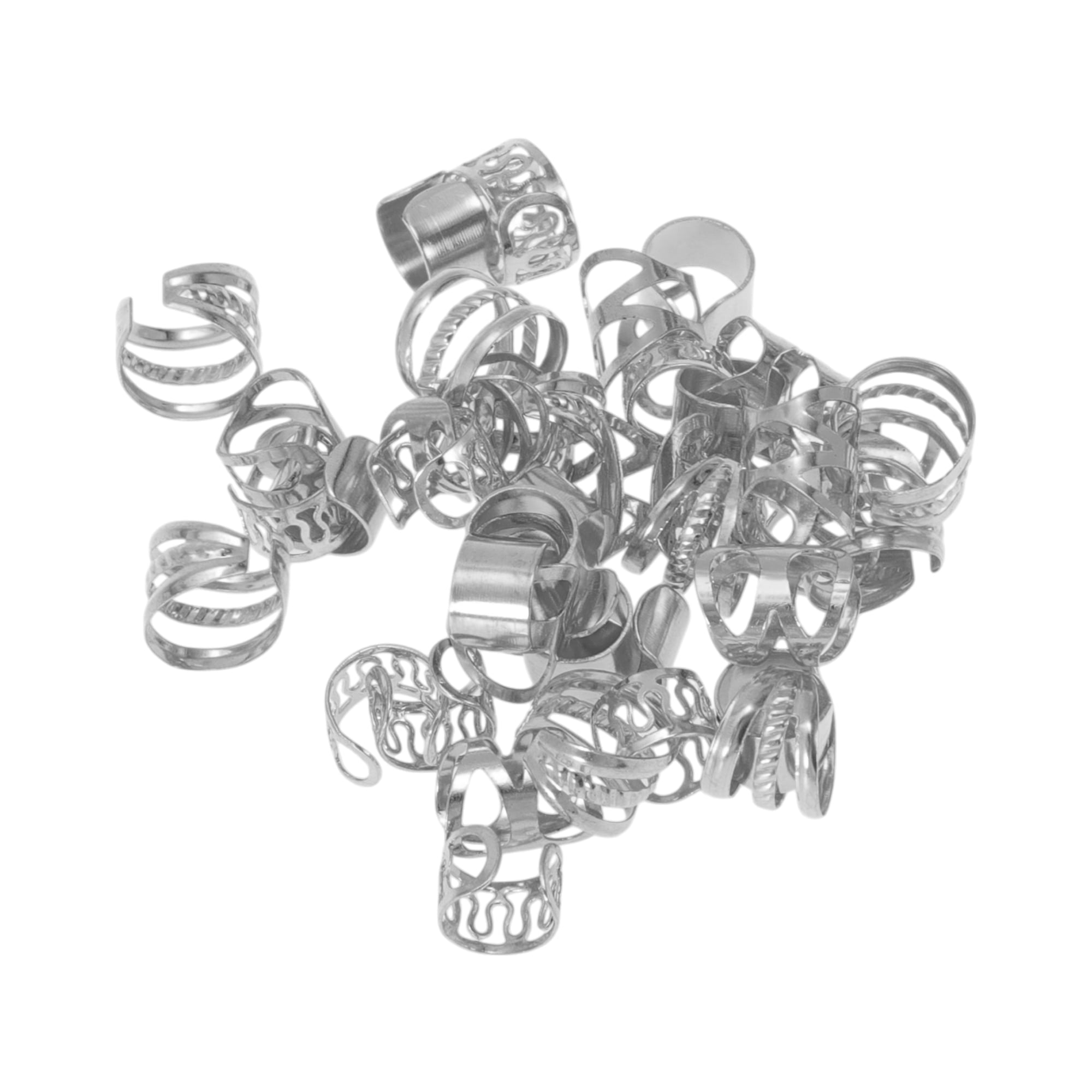 Unique Bargains Hollow 4 Styles Hair Cuffs Dreadlock 40 Pcs Silver Tone