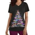thumbnail image 5 of Feancey Working Uniform Shirts for Women Christmas Plus Size Scrub Tops Stretch Short Sleeve V Neck Nurse Medical Scrubs Holiday Casual Loose Tshirt with Pockets Multicolor L, 5 of 5