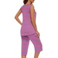 thumbnail image 6 of QNANSPI Womens Pajama Sets, Cotton Sleepwear for Women, Women's Casual Printed Pajamas Sleeveless Crew Neck Top and Elastic Waist Capri Pants Soft 2 Piece Lightweight Daily Home Loungewear, 6 of 6