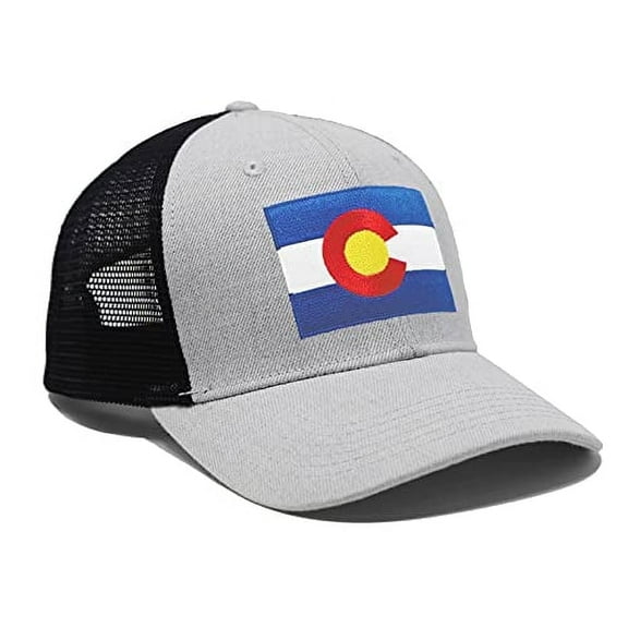 Premium Colorado Flag Hat Men and Women – Snapback Trucker Baseball Cap by International Tie (Grey/Black)