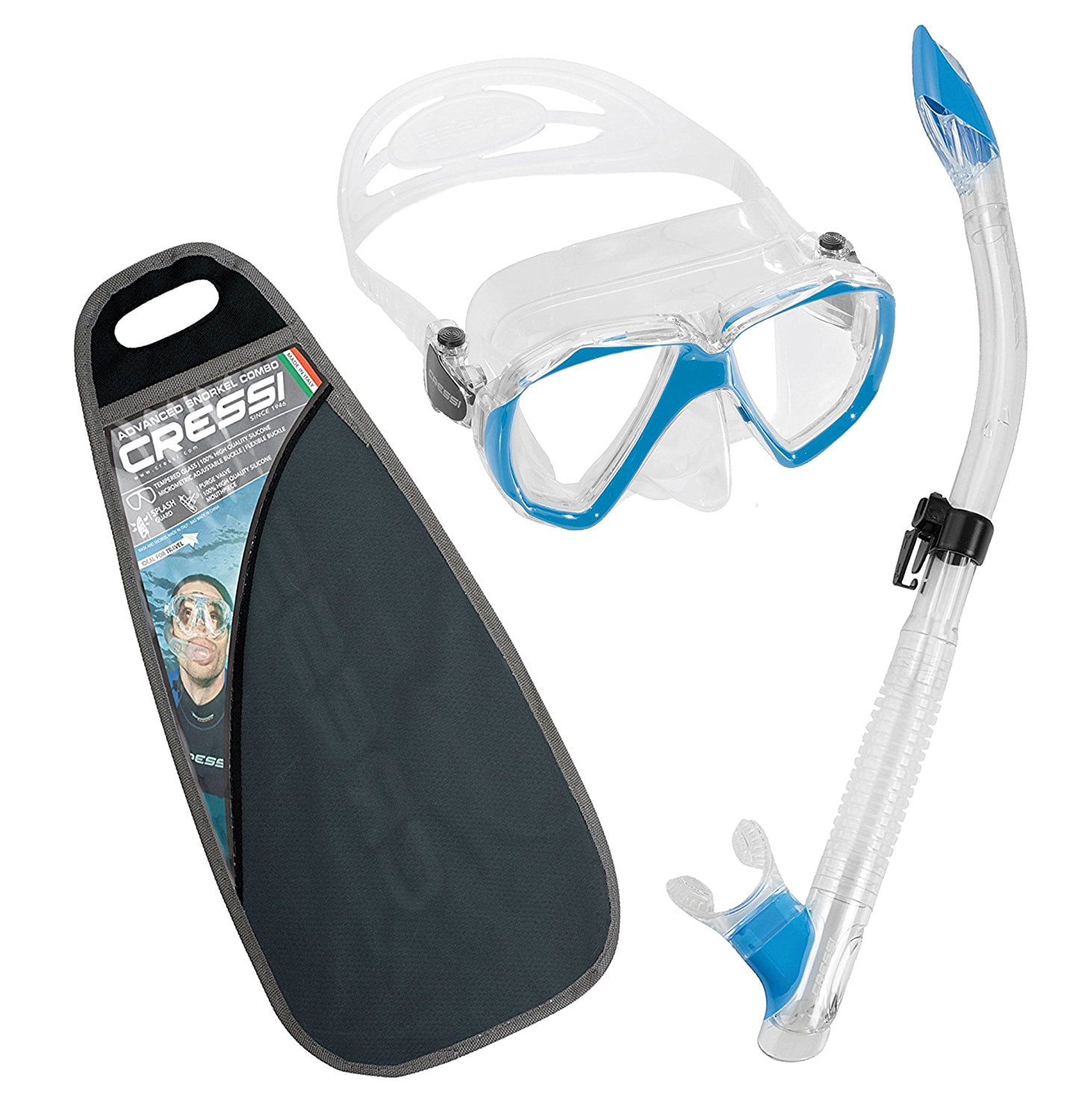 Adult Semi Dry Snorkel for Scuba and Snorkeling Cressi Tao 