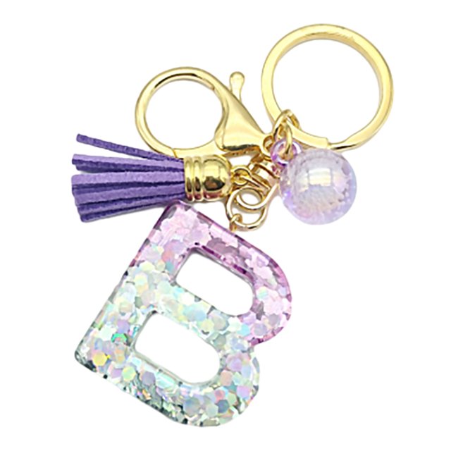 LYMAYTER Cute Pink Tassel Mug Accessory Initial Letter Charm Keychain - with Tassel, Heart - shaped Sequins