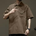 thumbnail image 7 of TKYCMSUAKI Big and Tall Shirt for Men Summer Quarter Zip Short Sleeve T-Shirt Casual Solid Color T Shirt Trendy Lapel Tops with Pocket, 7 of 7