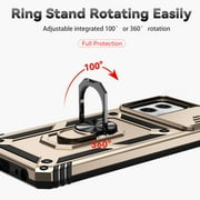 for Motorola Moto G Stylus 5G 2022 Case, Soft TPU & Hard PC Anti-scratch Sliding Cover Full Protection Ring Stand Rotating Kickstand Holder Magnetic Shockproof Phone Case Cover, Gold