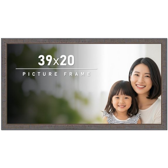 39x20 Frame Slate Blue Distressed Rustic Solid Wood Picture Frame | 0.75 Inch Moulding Width |