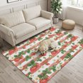 thumbnail image 4 of Washable Area Rugs 2.7x5 FT Rugs for Living Room Non-Slip Soft Non-Shedding Low-Profile Rectangle Fruits Green Palm Leaves Red Striped Large Rug Carpet for Bedroom Dining Room Home Decor, 4 of 8