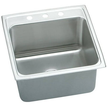 Lustertone 3 Hole - DLR2222123 Gourmet Lustertone Stainless Steel Single Bowl Top Mount Sink with 3 Faucet Holes