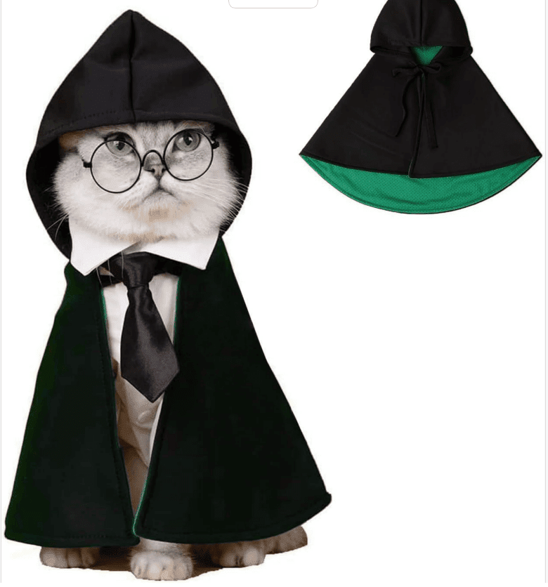 Pet Halloween Wizard Cape Costume for Cats and Small Dogs with Breathable Fabric