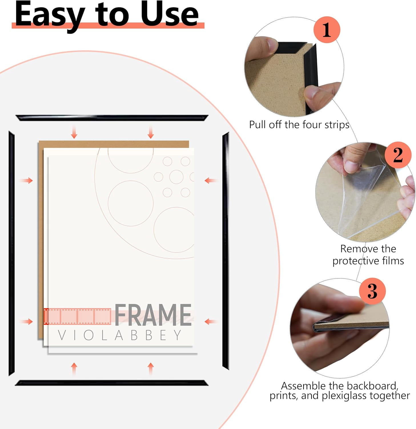 VIOLABBEY 24x36 Poster Frame Set of 5, Black Picture Frames for Wall Mounting Vertically or Horizontally, Gallery Wall Frame