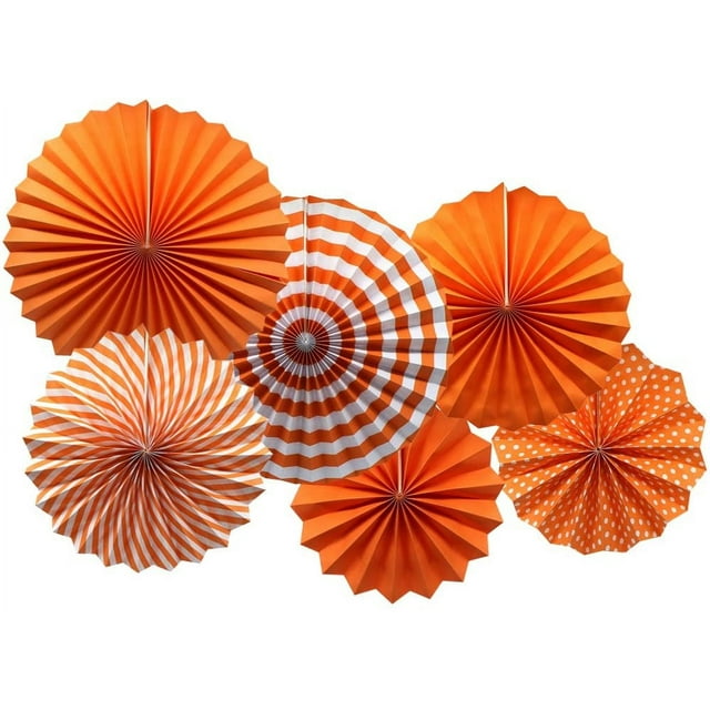 Decoration Paper Fans Party Hanging Paper Fans Set, Round Pattern Paper Garlands Decoration for Birthday Wedding Graduation Events Accessories, Set of 6