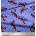 thumbnail image 3 of Soimoi Poly Georgette Fabric Dot & Lobster Ocean Printed Fabric 1 Yard 42 Inch Wide, 3 of 3