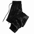 thumbnail image 2 of Cagogo Women Plus Size Harem Pants Drawstring Flowy Casual Lounge Solid Loose Regular Fit Ankle Trousers Workout, Black L, 2 of 5