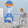thumbnail image 3 of Topbuy 3-in-1 Basketball Hoop Set Stand Toddler Basketball Hoop Game Set Blue, 3 of 5