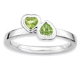 thumbnail image 1 of Bague en Argent Sterling Stackable Expressions Péridot Double Cœur Taille 7, 1 of 3