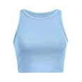 thumbnail image 4 of Camisole Tops for Women,Short Tops Solid Vest Sleeveless Tank Round Neck Casual Summer Tops,Womens Tops,S,Z02 Blue, 4 of 5
