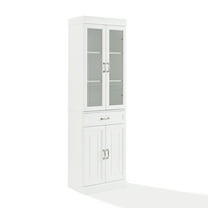 Crosley Furniture Stanton Traditional Wood Glass Door Pantry in White