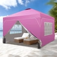thumbnail image 4 of Outdoor Basic 12x12 Pop Up Canopy Tent with One Push Setup, Easy to Install with 4-Sidewalls for Events, Parties, Camping, Outdoor Gazebo with 4-Sandbags, Pink., 4 of 11