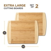 Premium Thick Bamboo Cutting Board Set of 2 Large Chopping Board with juice Groove. By Bambusi