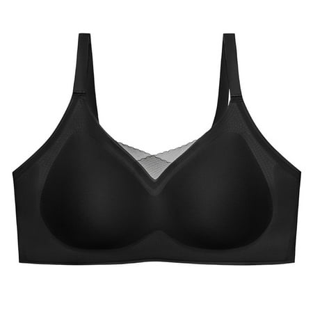 YHGFVOKJ Bras for Women Full Coverage Stretch Non Wired Bra Padded Full Cup Bra with Padding Seamless Comfort Bralette Breathable Soft Underwear Tshirt Bra Black XXL