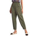 thumbnail image 1 of Gibobby pantalones de mezclilla para mujer Pantalones de algodón y lino para mujer, pantalones informales con cintura elástica, pantalones con bolsillo (Verde, S), 1 of 5