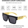 thumbnail image 3 of Gafas de sol cuadradas extragrandes con brazo de cadena dorada para mujer y hombre, 3 of 5