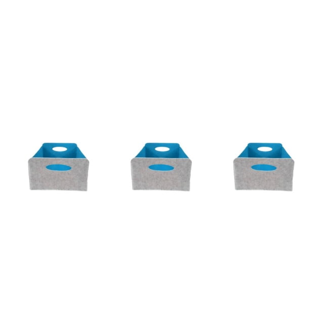 Ruiboury Multi Storage Baskets Organizer For Cables Toys Collapsible For Easy Gray+blue 30x24x15cm 3Set
