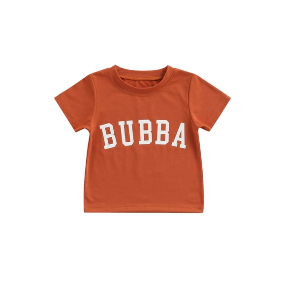 Qmyliery Kids Tops Short-sleeved Round Neck Letter Printing Shirt Tops Casual