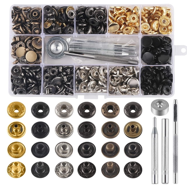 Kit de cierres a presión MSDADA 132 juegos de broches metálicos para botones de 12,5 mm