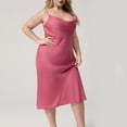 thumbnail image 2 of HVOBTTY Womens Pullover Soft Nightdress, Nightgowns for Women Plus Size, Women's Casual Solid Color Satin Sleeveless Long Length Nightgown with Padded Cups Hot Pink, XL, 2 of 5