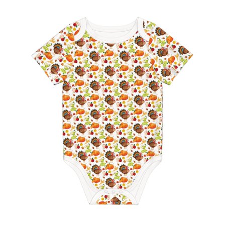 

Coaee Holiday Thanksgiving Turkey for Soft Cotton Baby Short-Sleeve Bodysuit Baby Girls Boys Bodysuit Romper