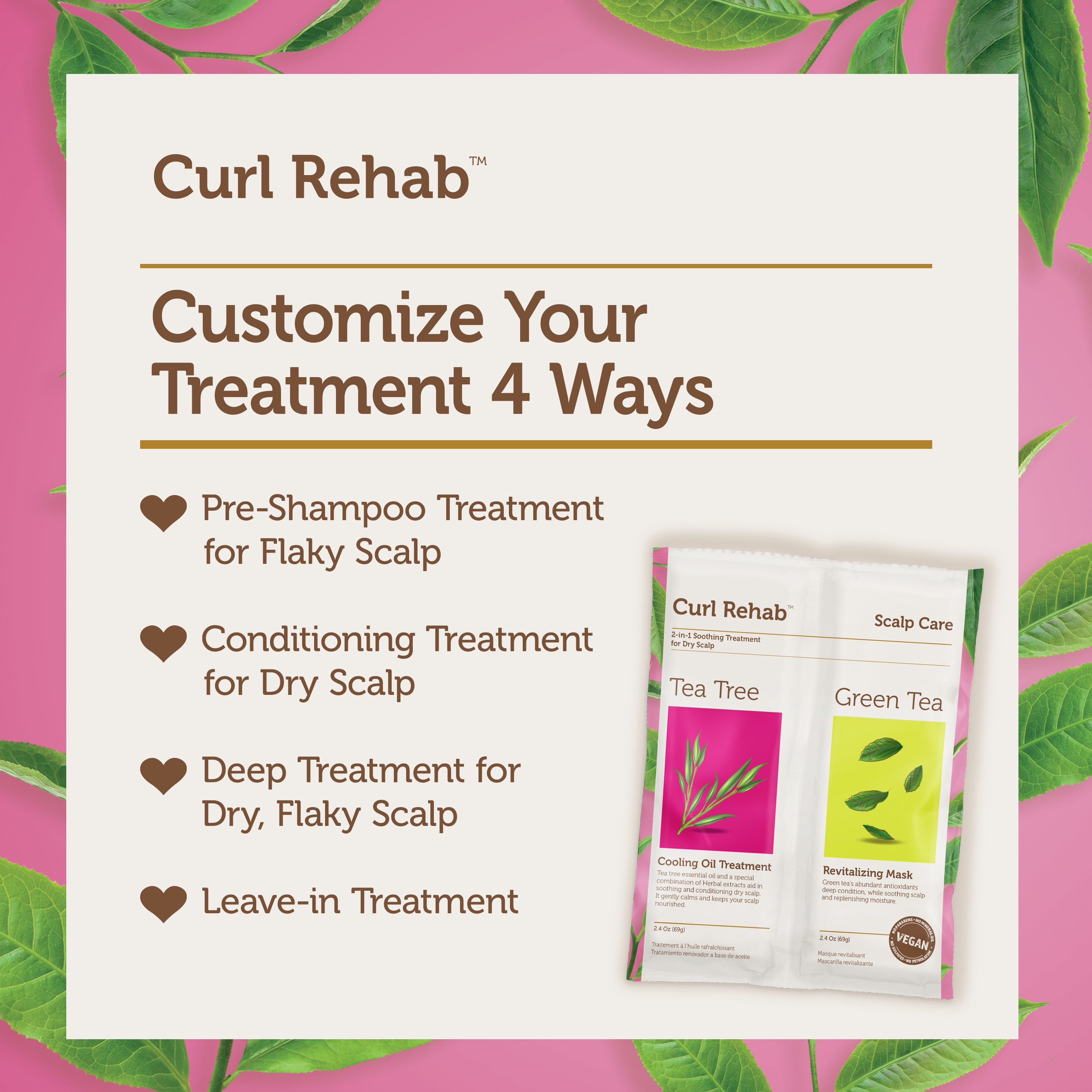 Curl Rehab: Scalp Recovery Dual Treatment Packette - Tea Tree Oil & Green Tea packette for scalp recovery 4.8 Oz