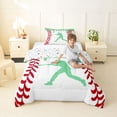 thumbnail image 2 of Erosebridal Mint Dripping Baseball Stitch & Batter Silhouette Graphic Twin Comforter Sets 3-Piece, Baseball Graphic Bedding Set for Boys And Girls Kids,Lightweight Room Decor, 2 of 6