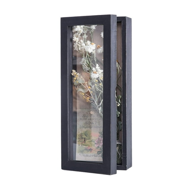 Shadow Box Frame Freezing Point de 13 x 32 cm con respaldo de lino negro